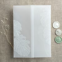 Image 2 of White Monstera leaves printed vellum wrap for 5x7 card PACK of 10