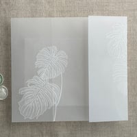Image 3 of White Monstera leaves printed vellum wrap for 5x7 card PACK of 10