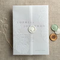 Image 1 of White Monstera leaves printed vellum wrap for 5x7 card PACK of 10