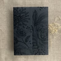 Image 1 of black vintage peony and berries printed vellum wrap for 5x7 card Pack of 10
