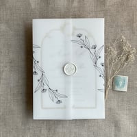 Image 1 of Jessica minimalist floral printed vellum wrap for 5x7 cards PACK of 10