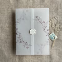 Image 2 of Jessica minimalist floral printed vellum wrap for 5x7 cards PACK of 10
