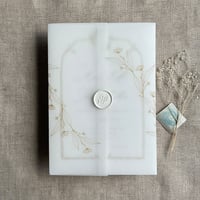 Image 3 of Jessica minimalist floral printed vellum wrap for 5x7 cards PACK of 10