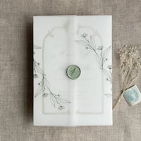 Image 4 of Jessica minimalist floral printed vellum wrap for 5x7 cards PACK of 10