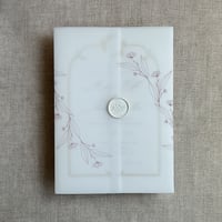 Image 6 of Jessica minimalist floral printed vellum wrap for 5x7 cards PACK of 10