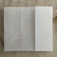 Image 9 of Jessica minimalist floral printed vellum wrap for 5x7 cards PACK of 10