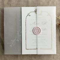 Image 11 of Jessica minimalist floral printed vellum wrap for 5x7 cards PACK of 10
