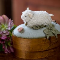 Image 1 of Lamb O Mine Pincushion box ~ Original Work ~ 4.5" x 6"