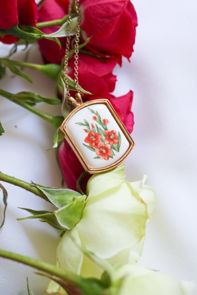 Image of Vintage 80s Avon August "Floral Heritage Collection" Gladiola Necklace  