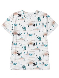 Image 1 of Western Cactus Print Short Sleeve Top