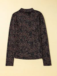 Image 1 of Western Printed Mock Neck Mesh Top