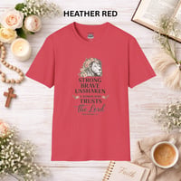 Image 10 of Faithful Lion T-Shirt — "Strong, Brave, Unshaken: A Woman Who Trusts the Lord" Christian Tee
