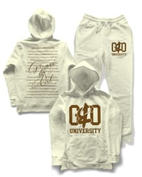 Image 1 of GREASE & OIL - University Sweatsuit- Manifesto - Off White/Brown
