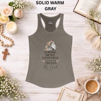 Image 6 of Faithful Lion Tank — "Strong, Brave, Unshaken: A Woman Who Trusts the Lord" Racerback Tank 
