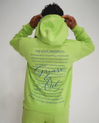 Image 4 of GREASE & OIL - University Sweatsuit- Manifesto - Neon Green/Royal