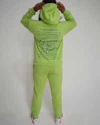 Image 2 of GREASE & OIL - University Sweatsuit- Manifesto - Neon Green/Royal