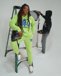 Image 6 of GREASE & OIL - University Sweatsuit- Manifesto - Neon Green/Royal