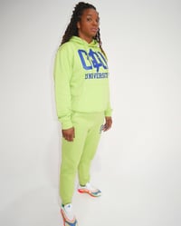 Image 3 of GREASE & OIL - University Sweatsuit- Manifesto - Neon Green/Royal