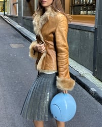 Image 1 of TAN LEATHER & FUR JACKET