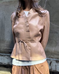 Image 2 of TIE WAIST LEATHER JACKET