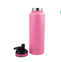 Image 2 of Oasis Stainless Steel Insulated Challenger Sports Bottle with Sipper Straw 1.1L Neon Pink