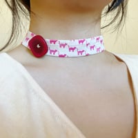 Image 1 of Pink cat square button chocker