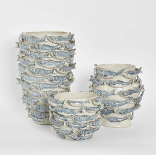Image of Coastal Sardine Relief Vase