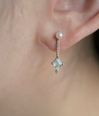 Image 6 of Winter Forest Blue Topaz Bar Earring (single piece)