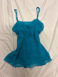 Image 1 of 00s blue fairy top with ruched bust and beading 