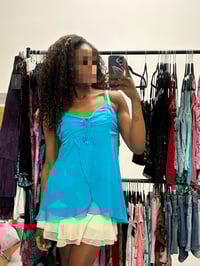 Image 5 of 00s blue fairy top with ruched bust and beading 