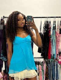 Image 6 of 00s blue fairy top with ruched bust and beading 