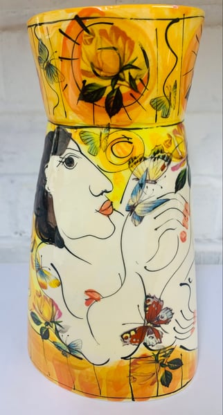 Image of Yellow and orange small vase