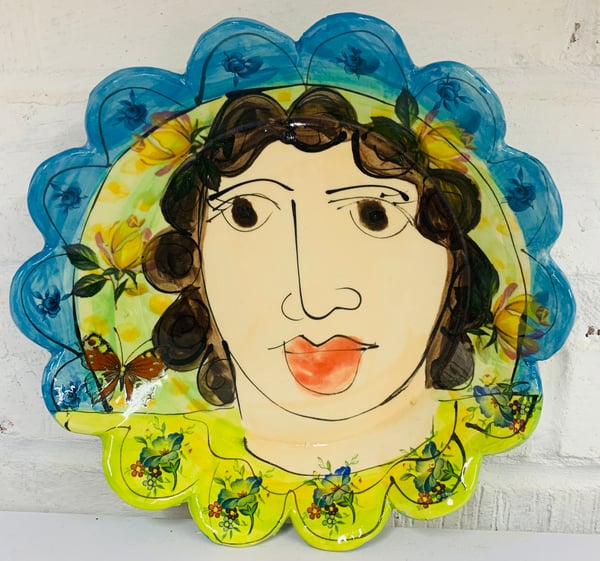 Image of Small blue and green frilly plate