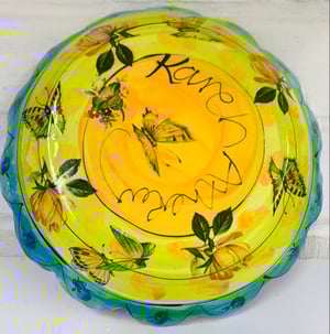 Image of Small blue and green frilly plate