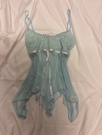 Image 1 of 00s baby blue hanky hem fairy cami with ribbon and sparkles