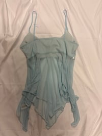 Image 2 of 00s baby blue hanky hem fairy cami with ribbon and sparkles