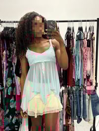 Image 6 of 00s baby blue hanky hem fairy cami with ribbon and sparkles