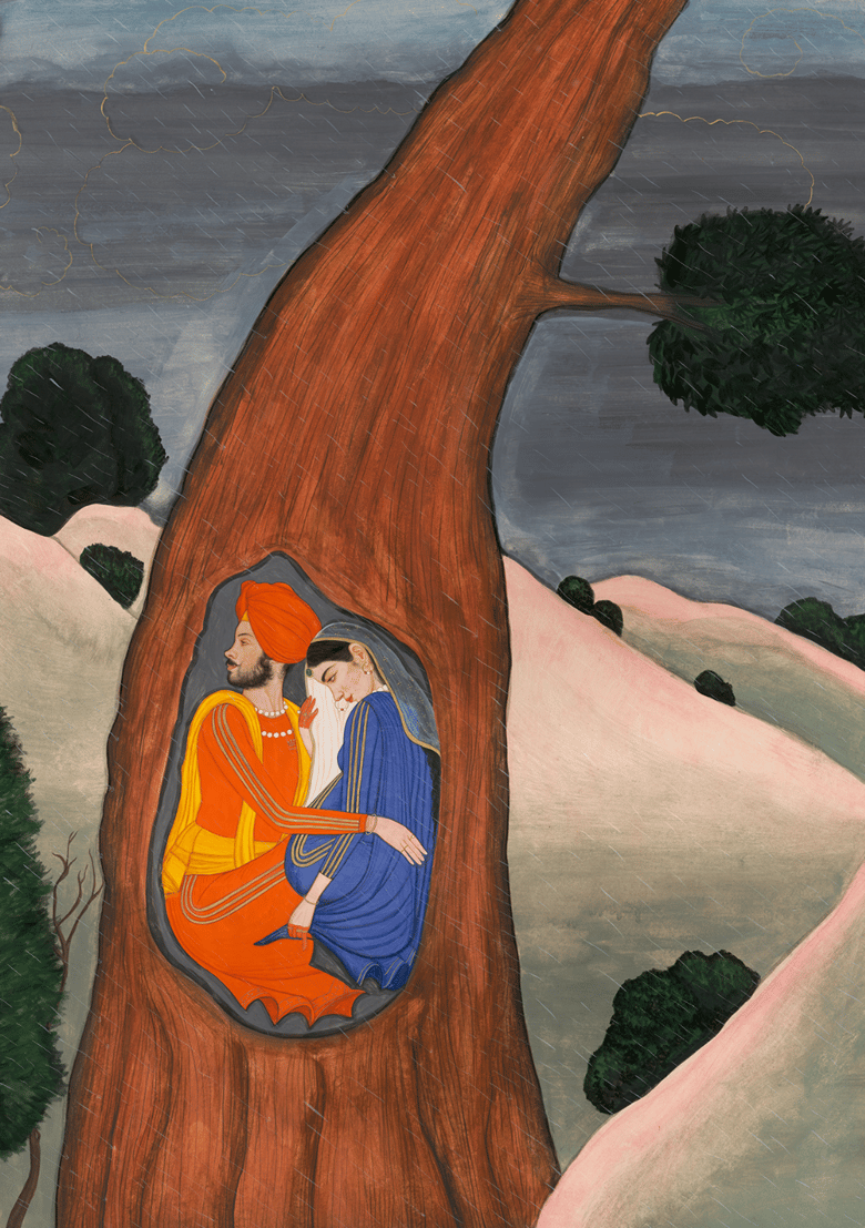 Image of Fine Art Print - Lovers seeking refuge from the rain 2026 A3