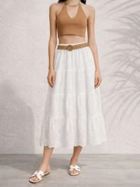 Image 1 of Eyelet Summer Skirt – White