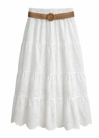 Image 2 of Eyelet Summer Skirt – White