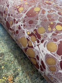 Image 2 of One of a kind hand marbled paper  'Maroon crackle spot' 