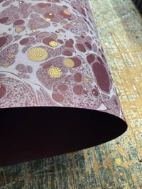 Image 4 of One of a kind hand marbled paper  'Maroon crackle spot' 