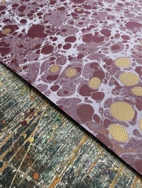 Image 3 of One of a kind hand marbled paper  'Maroon crackle spot' 
