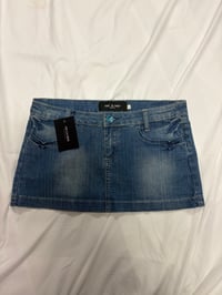 Image 1 of 00s denim low waisted mini belt skirt 