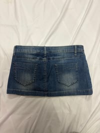 Image 2 of 00s denim low waisted mini belt skirt 