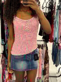 Image 4 of 00s denim low waisted mini belt skirt 