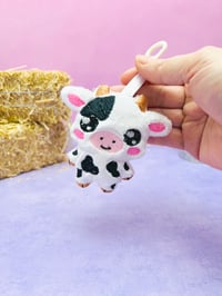 Image 1 of Chibi Dairy Cow Cute Bag Charm Plushie
