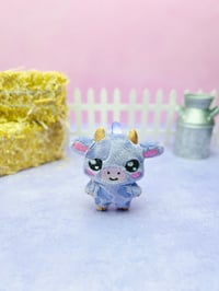Image 3 of Chibi Lavender Cow Cute Bag Charm Plushie