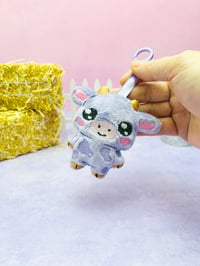 Image 1 of Chibi Lavender Cow Cute Bag Charm Plushie