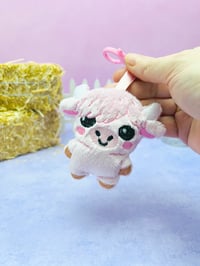 Image 1 of Pink Highland Cow Cute Bag Charm Plushie
